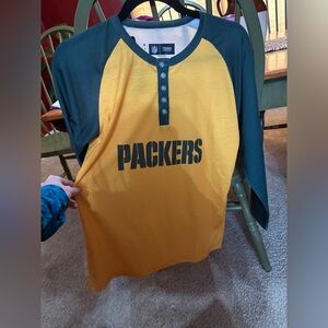 NFL Team Apparel Yellow and green Henley Shirt